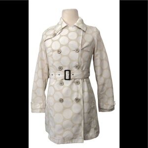 Merona White Beige Cream Circle Dot Print Coat
